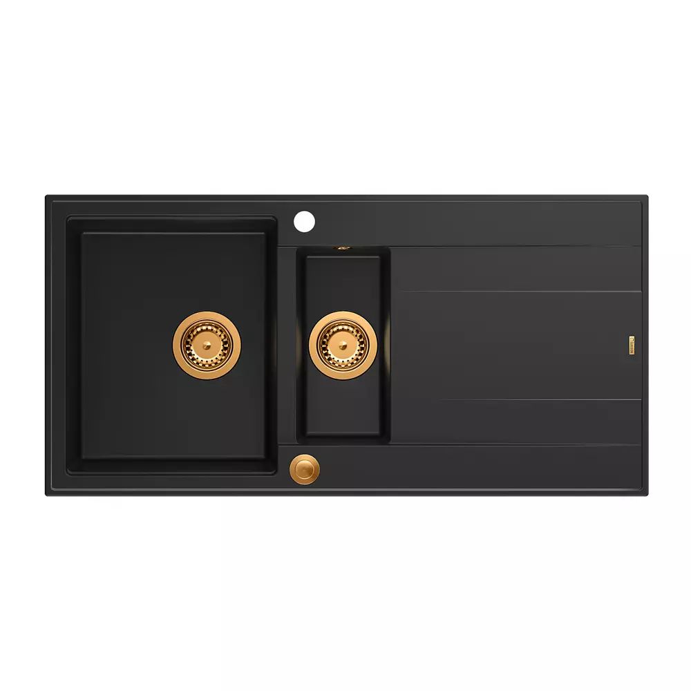 Chiuveta compozit incastrata Quadron Unique Evan 156 negru carbon - cupru 100x50 cm