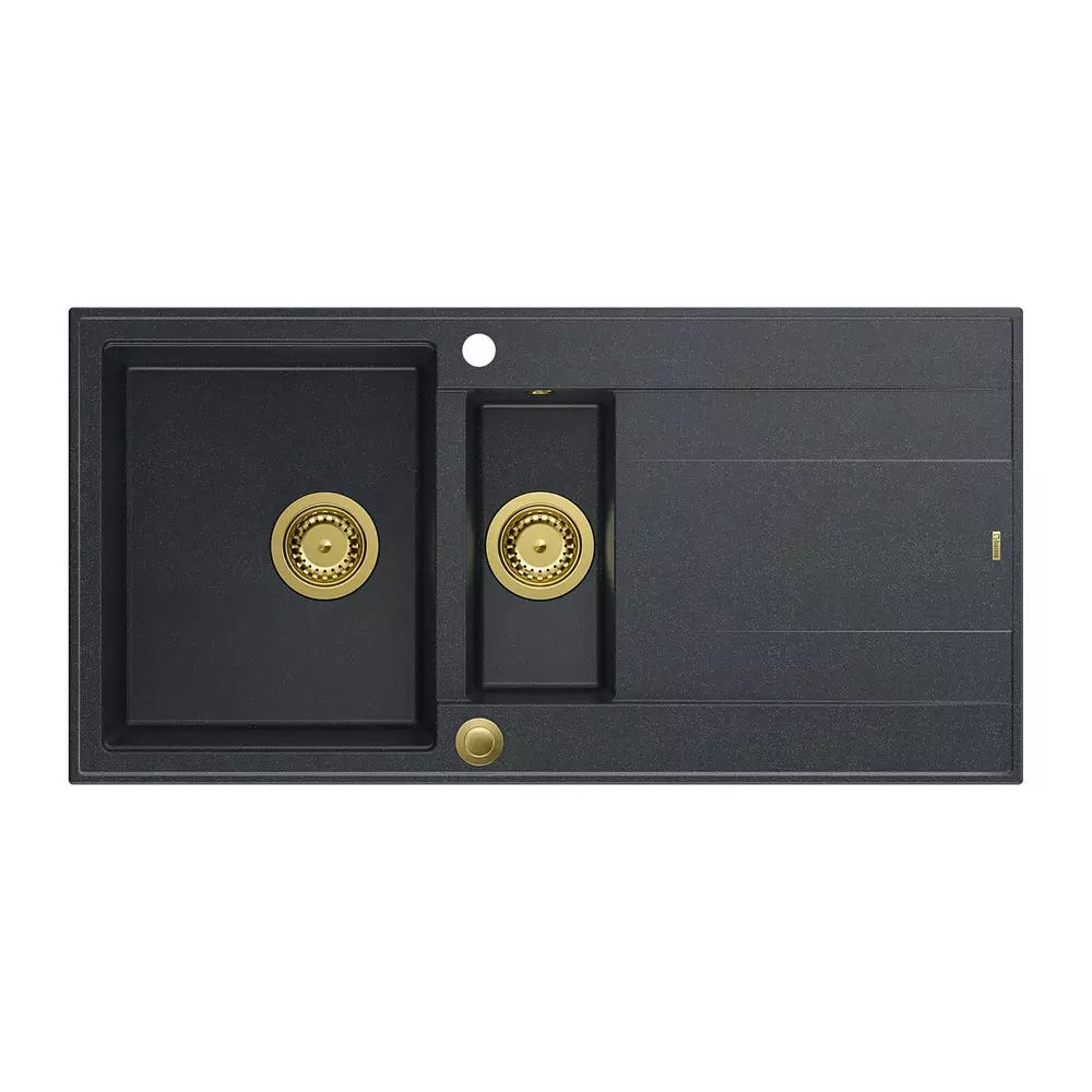 Chiuveta compozit incastrata Quadron Unique Evan 156 negru diamant - auriu 100x50 cm