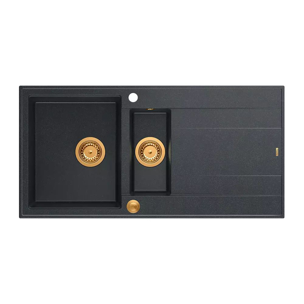 Chiuveta compozit incastrata Quadron Unique Evan 156 negru diamant - cupru 100x50 cm