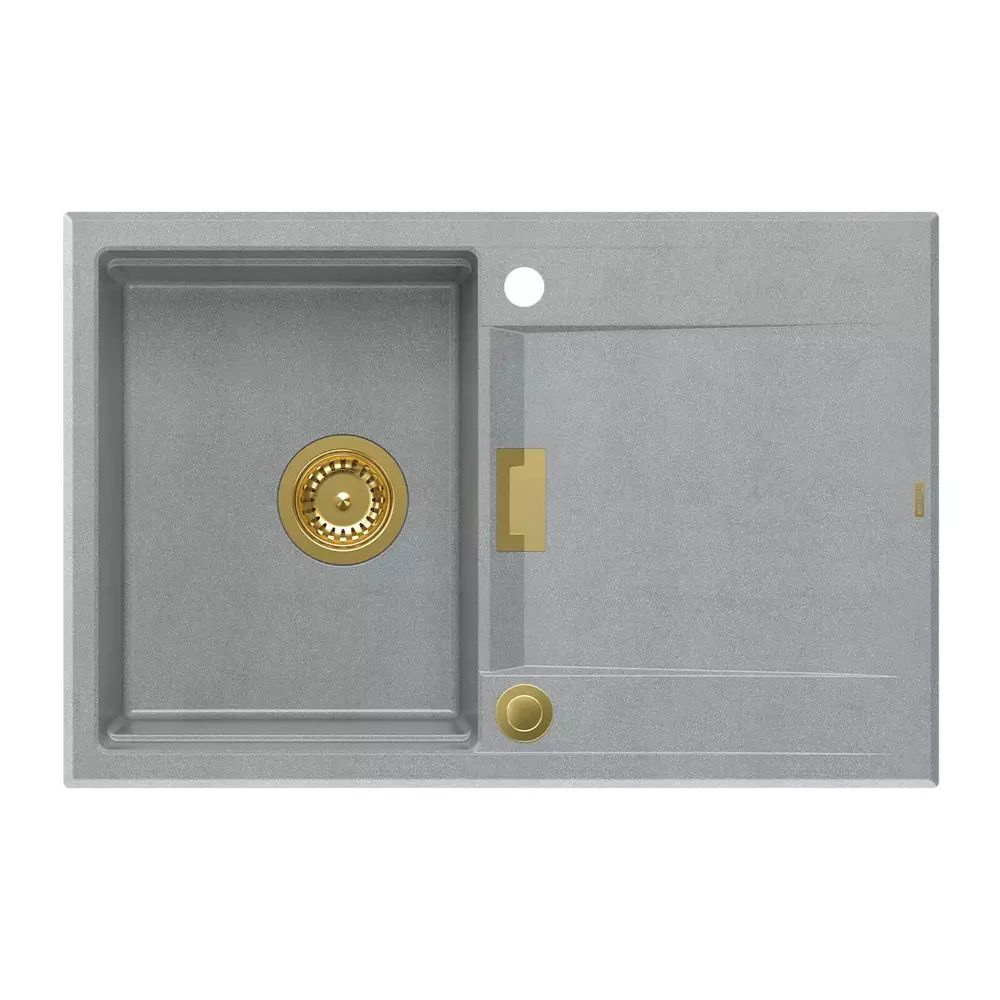 Chiuveta compozit incastrata Quadron Unique Oven gri - auriu 76x50 cm