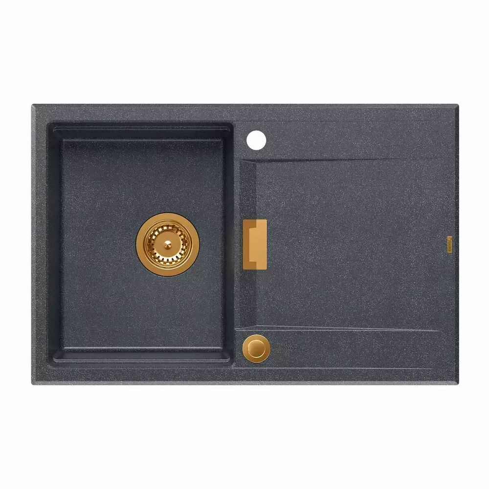 Chiuveta compozit incastrata Quadron Unique Oven negru diamant - cupru 76x50 cm