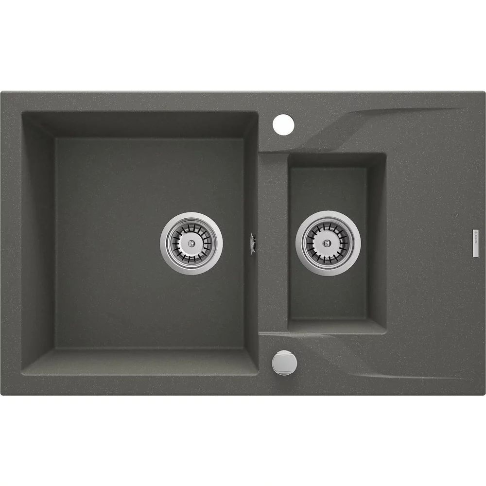 Chiuveta granit Deante Andante 2 cuve cu picurator 49x78 cm antracit