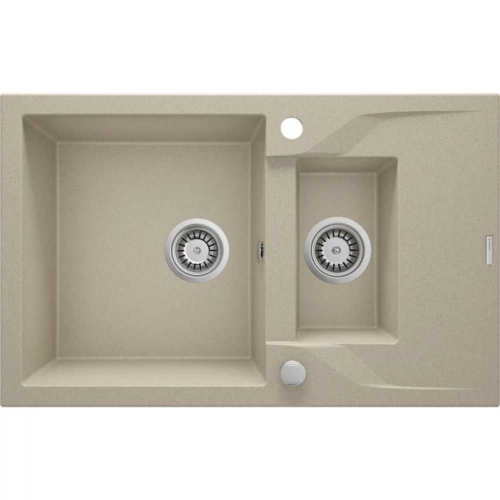 Chiuveta granit Deante Andante 2 cuve cu picurator 49x78 nisip