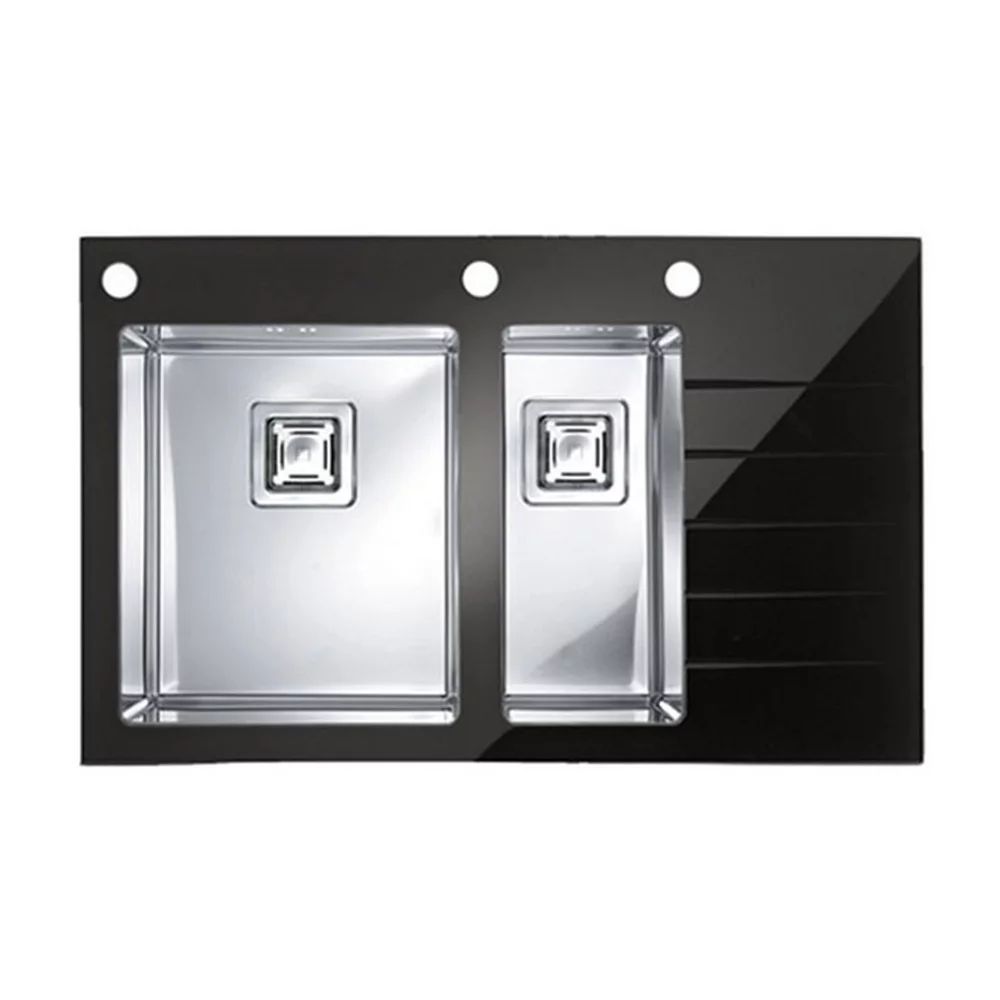Chiuveta inox Alveus Crystalix 20 inox - negru 86x54 cm stanga