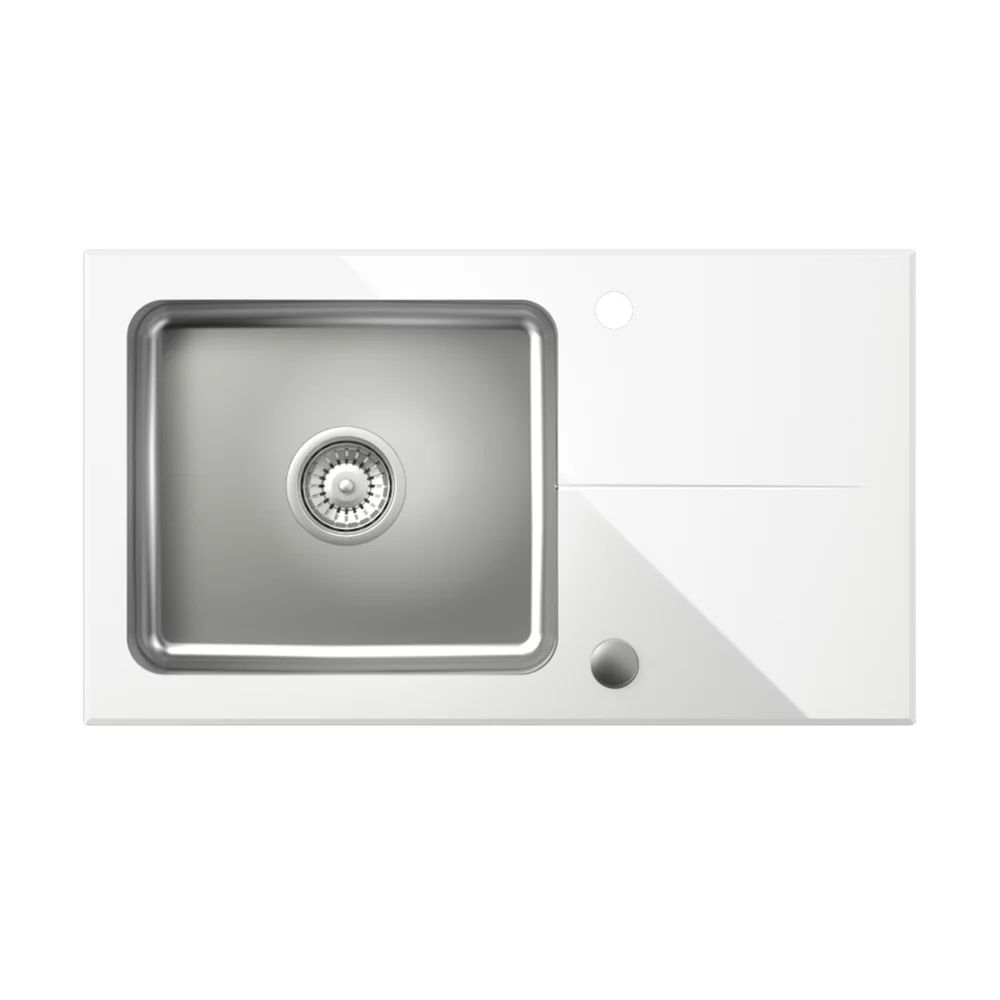 Chiuveta inox incastrata Quadron Pop Hugh 111 finisaj inox - alb 77x44 cm