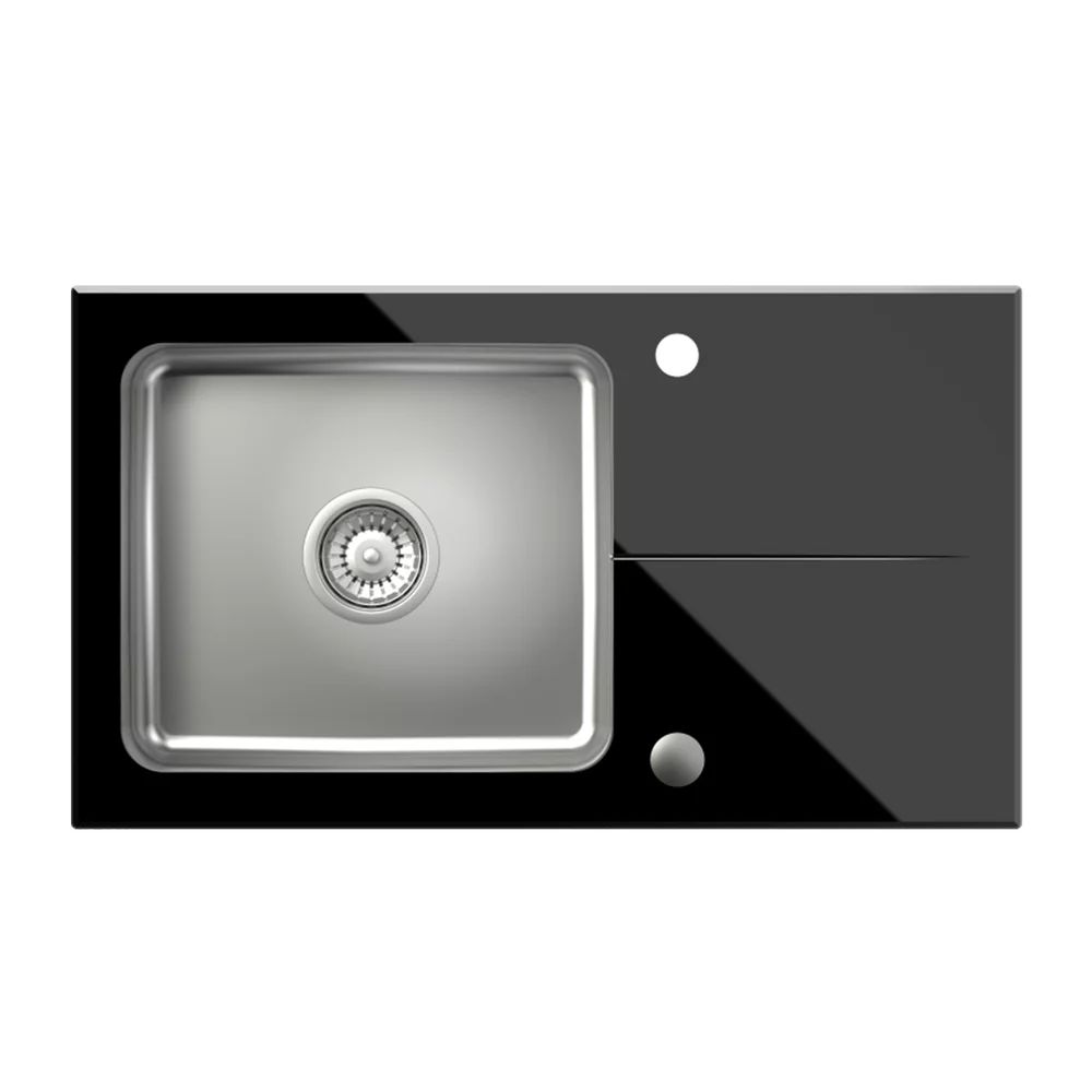 Chiuveta inox incastrata Quadron Pop Hugh 111 finisaj inox - negru 77x44 cm