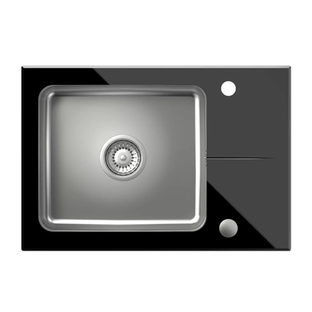 Chiuveta inox incastrata Quadron Pop Hugh 116 finisaj inox - negru 64x44 cm
