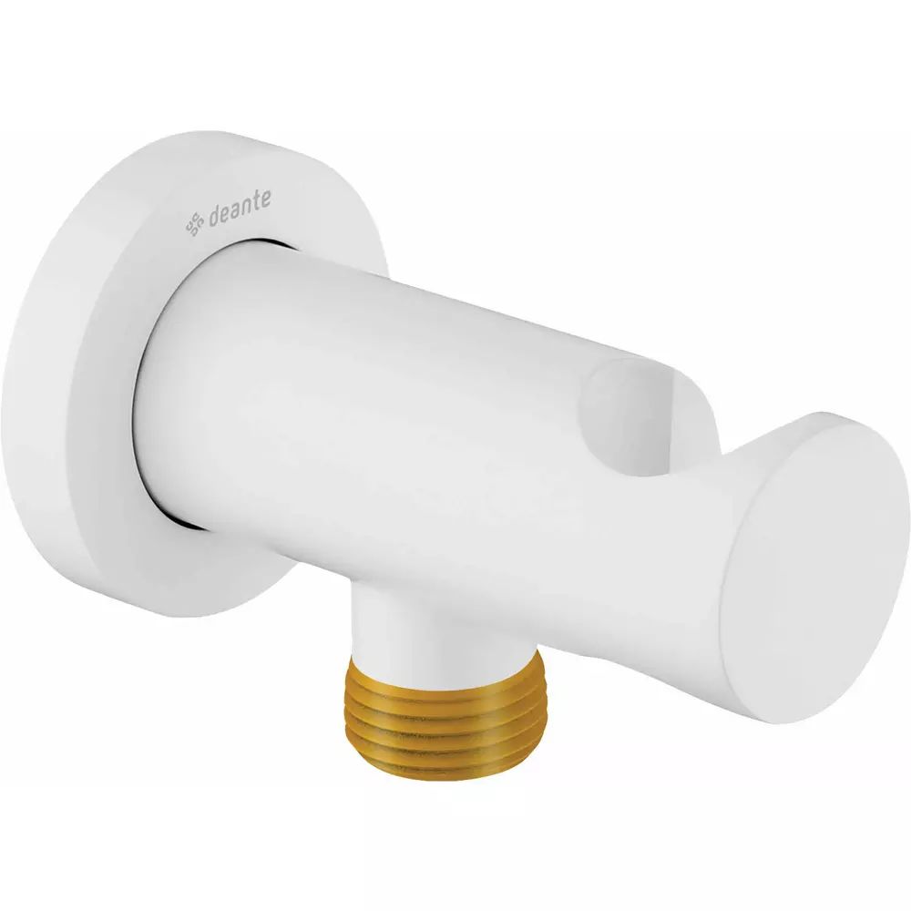 Conector furtun Deante Cascada alb cu suport dus