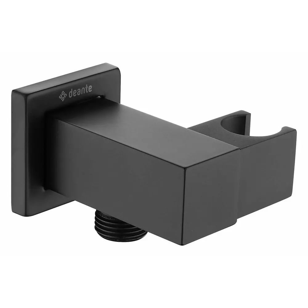 Conector furtun Deante Cascada negru cu suport dus patrat