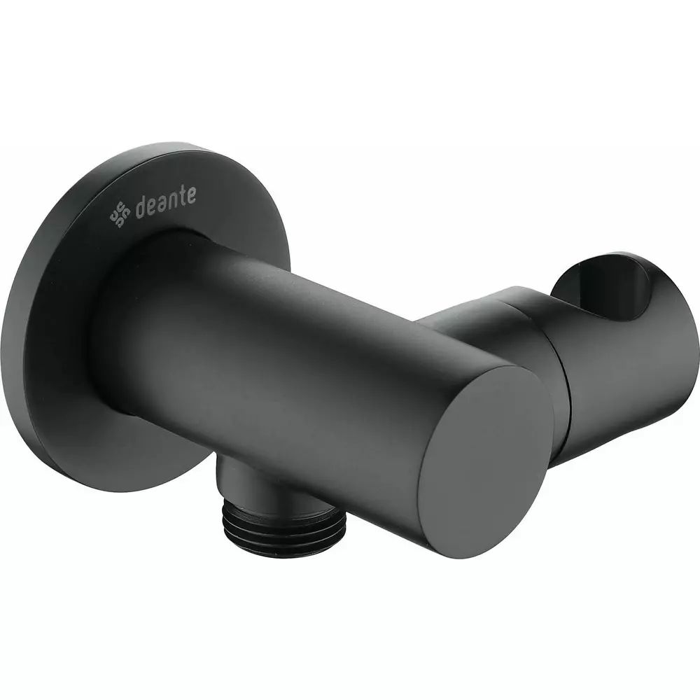 Conector furtun Deante Cascada negru cu suport dus rotund