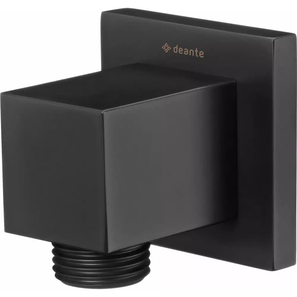 Conector furtun patrat Deante Cascada negru cu suport dus