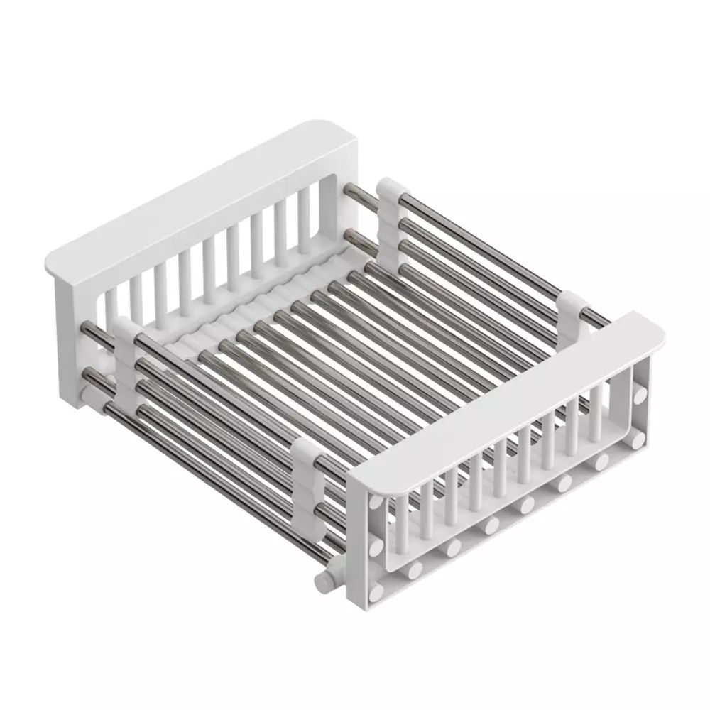 Cos scurgere dreptunghiular Quadron Unique inox - alb