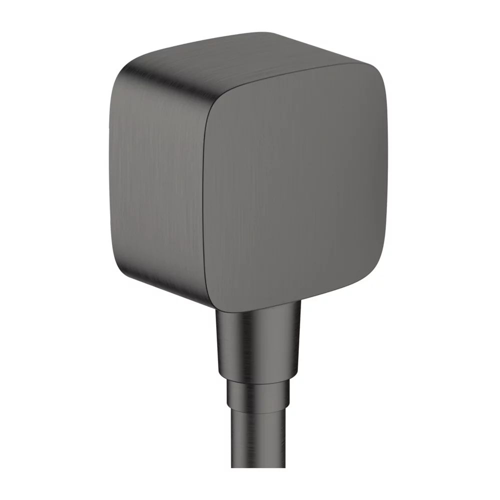 Cot conector dus Hansgrohe FixFit cu valva antireflux negru - crom periat