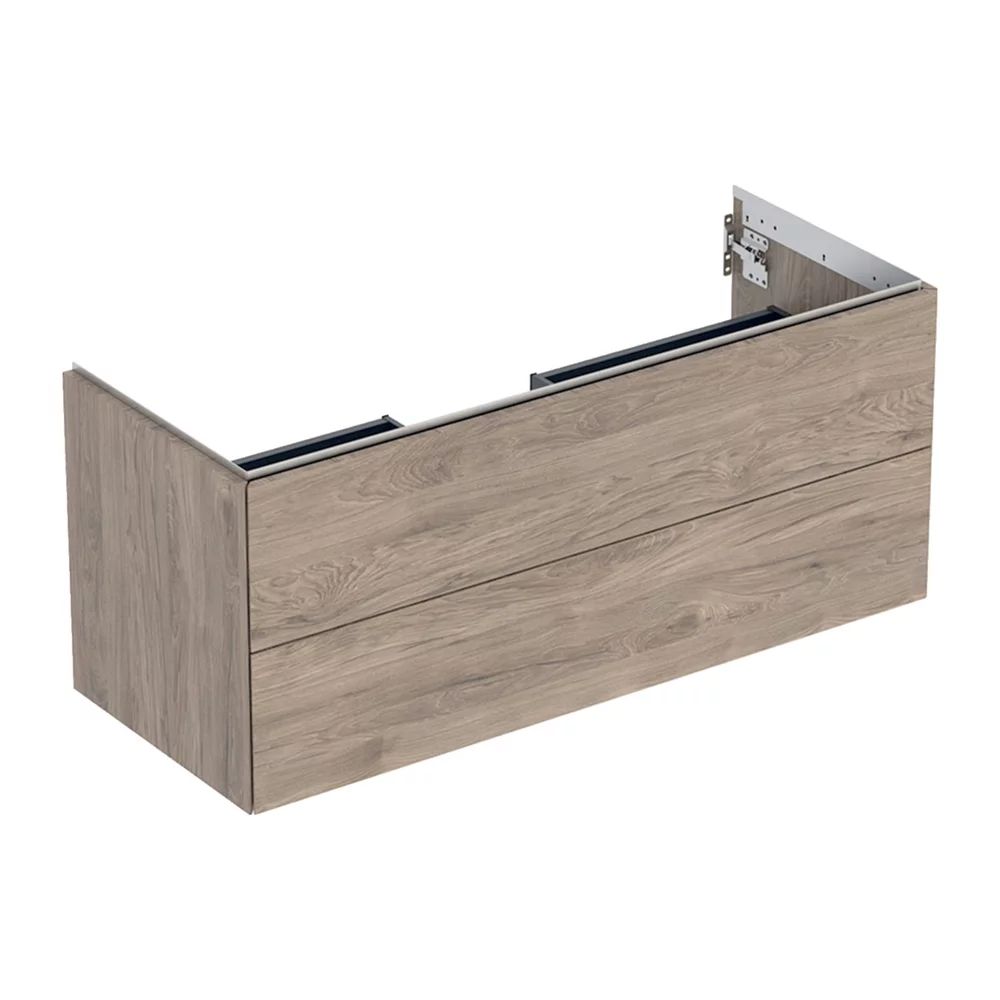 Dulap baza suspendat Geberit One nuc american Hickory 120 cm cu 2 sertare