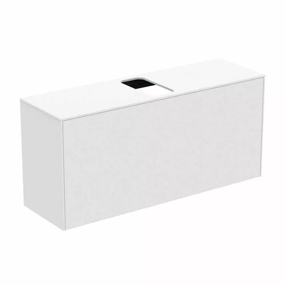 Dulap baza suspendat Ideal Standard Atelier Conca 1 sertar si blat cu decupaj central 120 cm alb mat