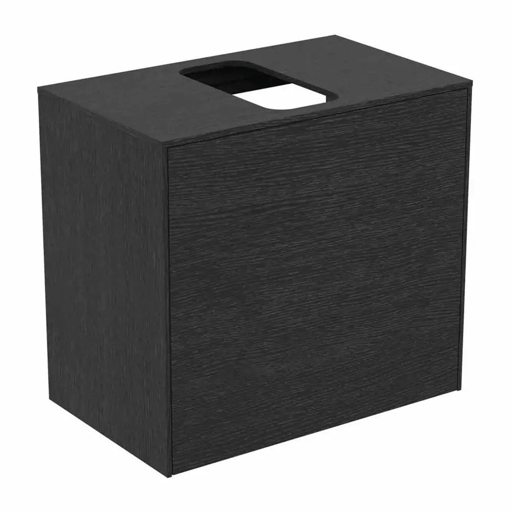 Dulap baza suspendat Ideal Standard Atelier Conca 1 sertar si blat cu decupaj central 60 cm finisaj stejar inchis