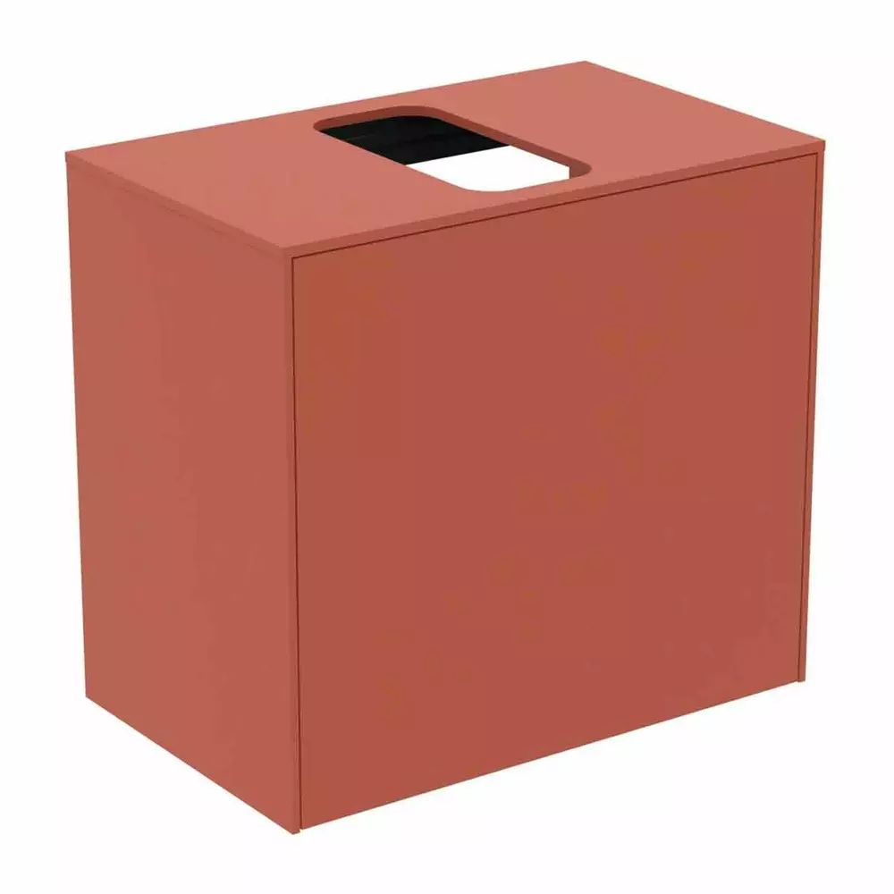 Dulap baza suspendat Ideal Standard Atelier Conca 1 sertar si blat cu decupaj central 60 cm rosu - oranj mat