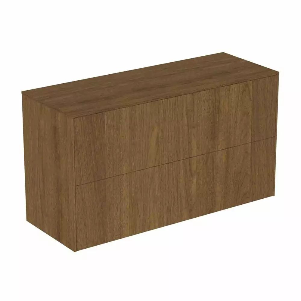 Dulap baza suspendat Ideal Standard Atelier Conca 2 sertare cu blat 100 cm finisaj nuc inchis