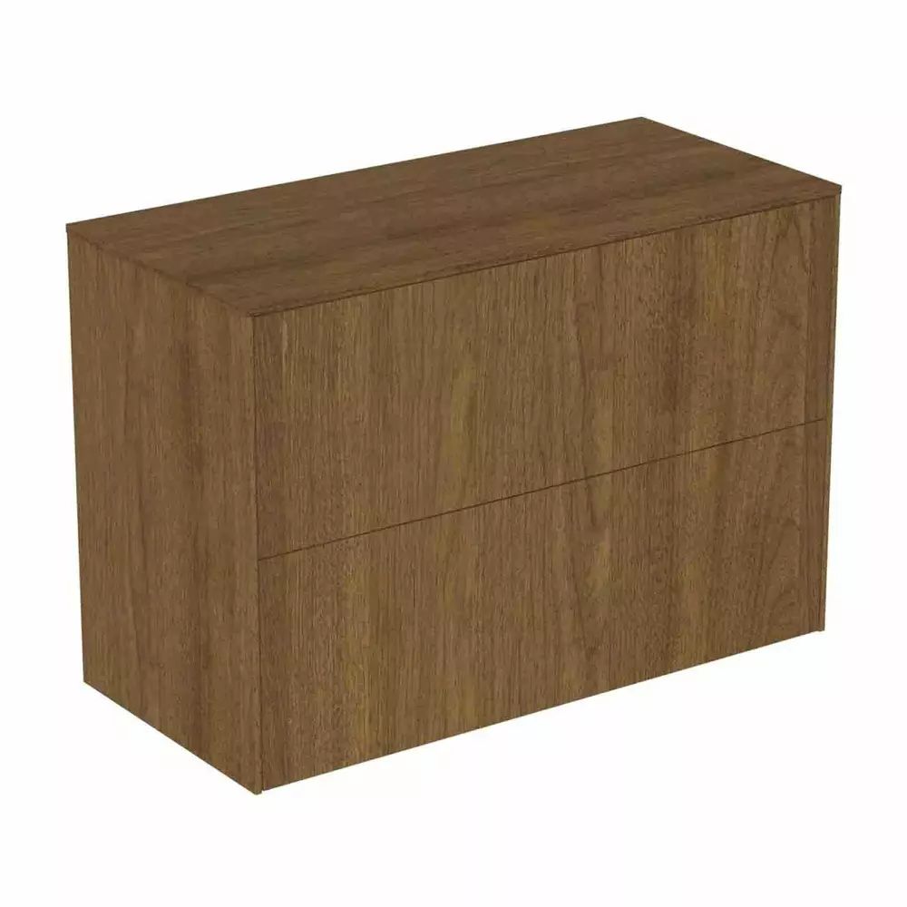 Dulap baza suspendat Ideal Standard Atelier Conca 2 sertare cu blat 80 cm finisaj nuc inchis