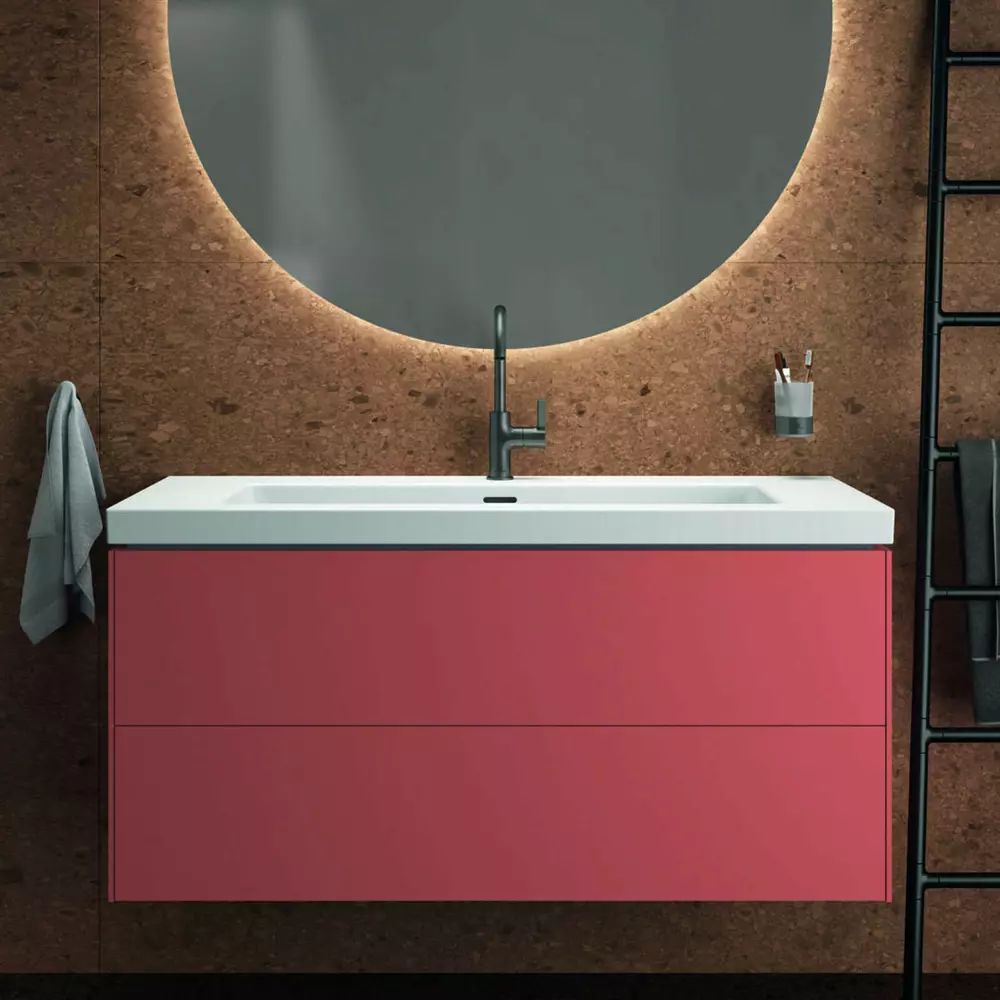 Dulap baza suspendat Ideal Standard Atelier Conca 2 sertare rosu - oranj 120 cm