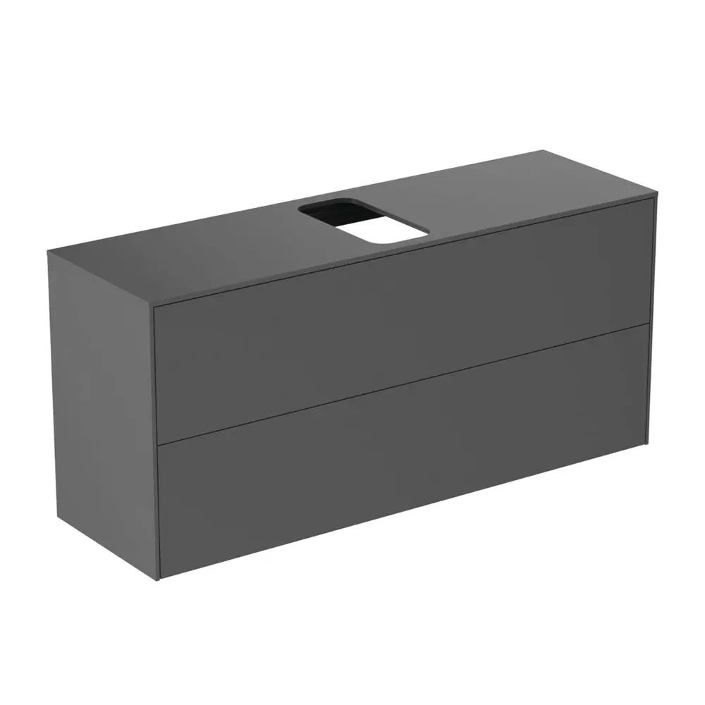 Dulap baza suspendat Ideal Standard Atelier Conca 2 sertare si blat cu decupaj central 120 cm antracit mat