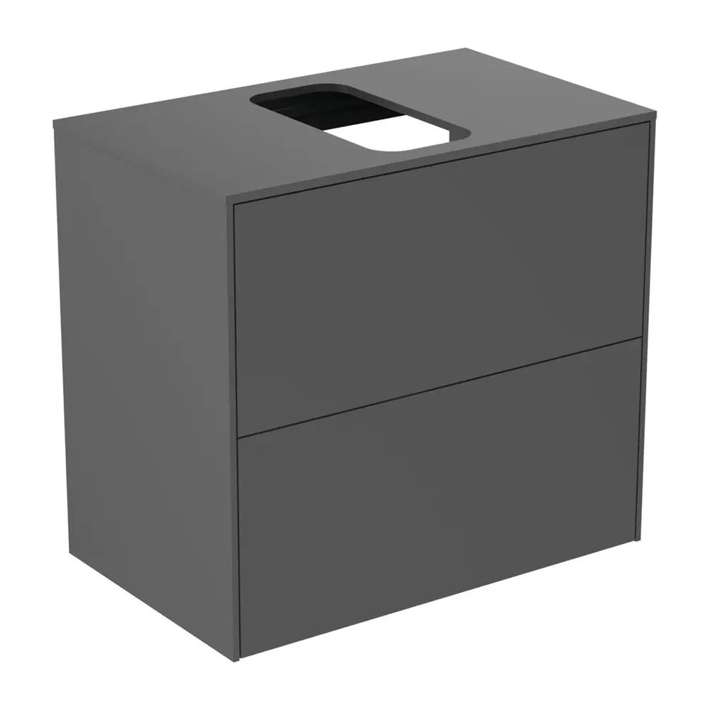 Dulap baza suspendat Ideal Standard Atelier Conca 2 sertare si blat cu decupaj central 60 cm antracit mat