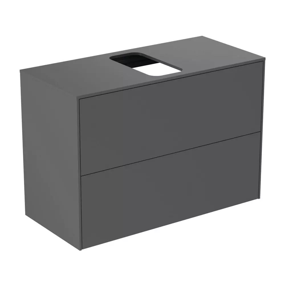 Dulap baza suspendat Ideal Standard Atelier Conca 2 sertare si blat cu decupaj central 80 cm antracit mat