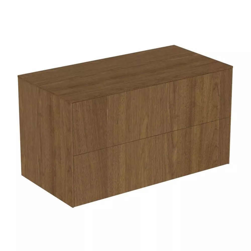 Dulap baza suspendat Ideal Standard Atelier Conca finisaj nuc inchis 2 sertare cu blat 100 cm