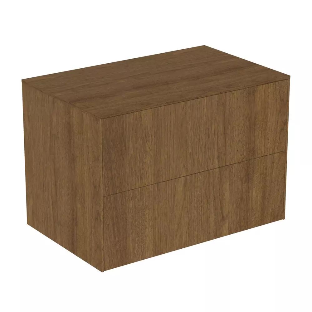 Dulap baza suspendat Ideal Standard Atelier Conca finisaj nuc inchis 2 sertare cu blat 80 cm
