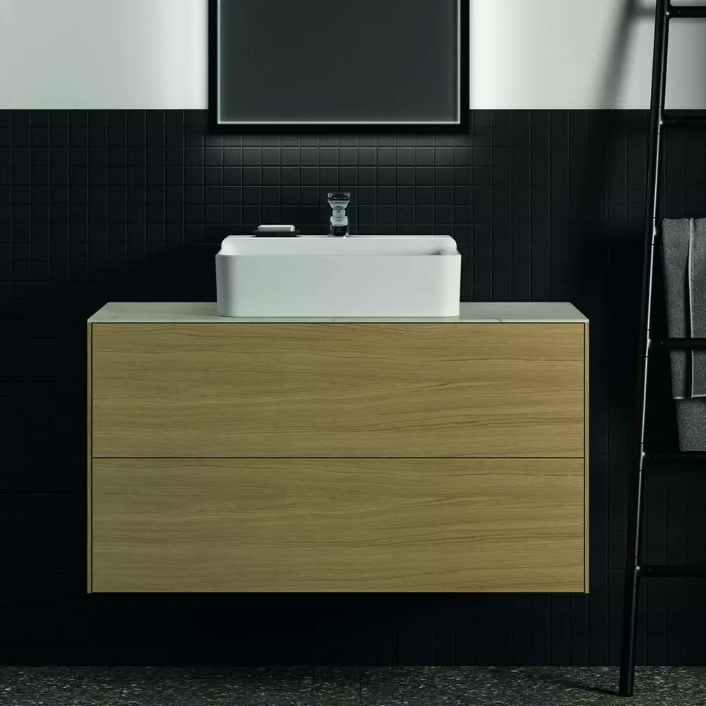 Dulap baza suspendat Ideal Standard Atelier Conca finisaj stejar deschis 2 sertare 100 cm