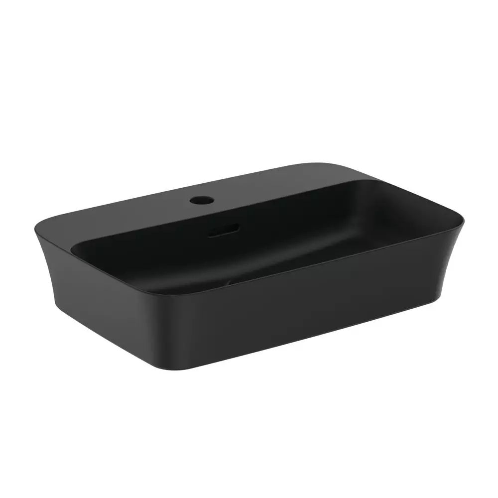 Lavoar pe blat Ideal Standard Atelier Ipalyss 55 cm negru mat cu orificiu baterie