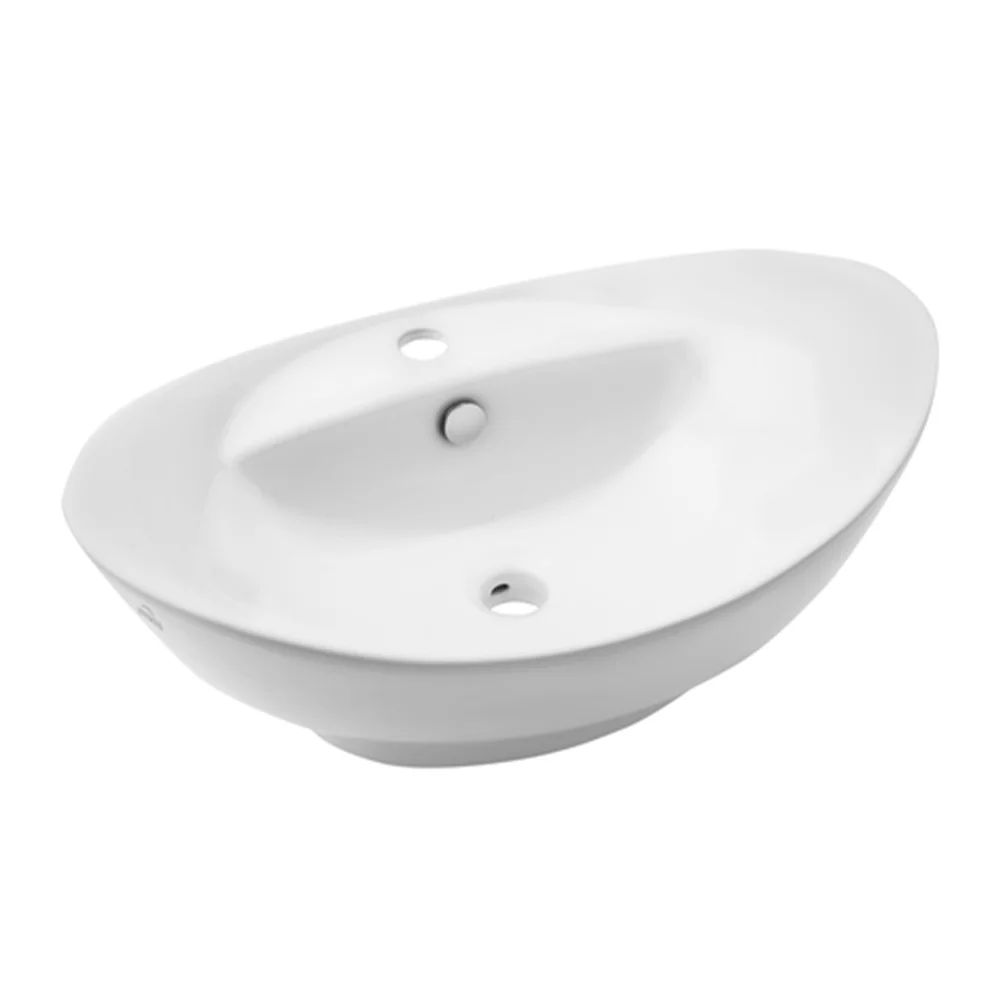 Lavoar pe blat Invena Esla oval 59 cm alb