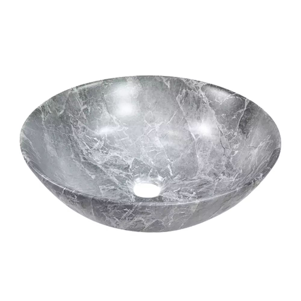 Lavoar pe blat Invena Tinos rotund 40 cm gri finisaj piatra