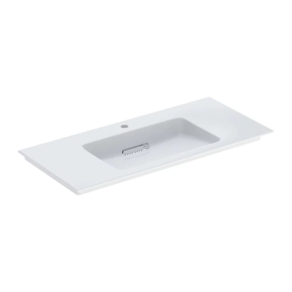Lavoar pe mobilier Geberit One Slim 105 cm alb cu orificiu baterie si scurgere speciala
