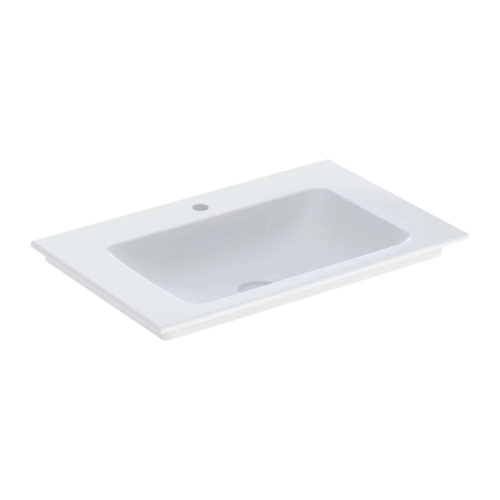 Lavoar pe mobilier Geberit One Slim 75 cm alb lucios KeraTect cu orificiu baterie