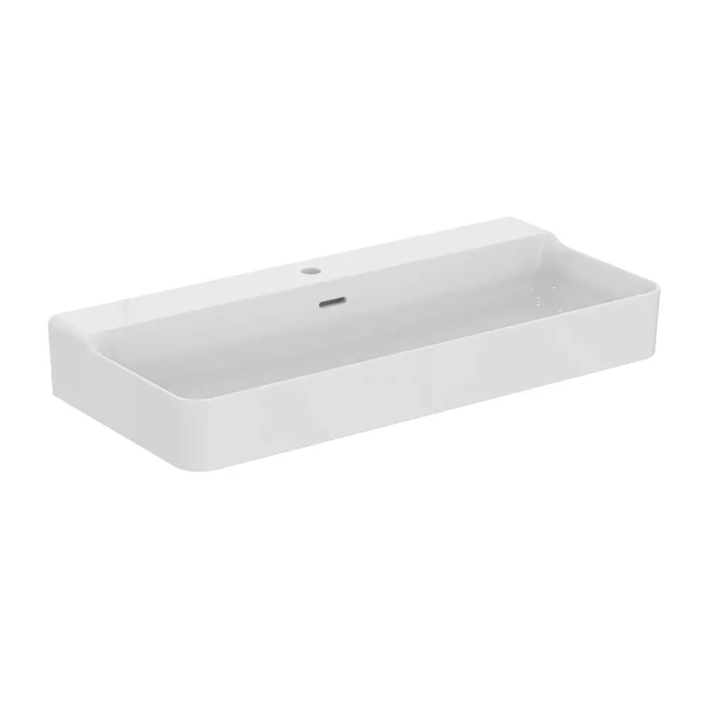 Lavoar suspendat Ideal Standard Atelier Conca 100 cm alb lucios cu orificiu baterie si preaplin