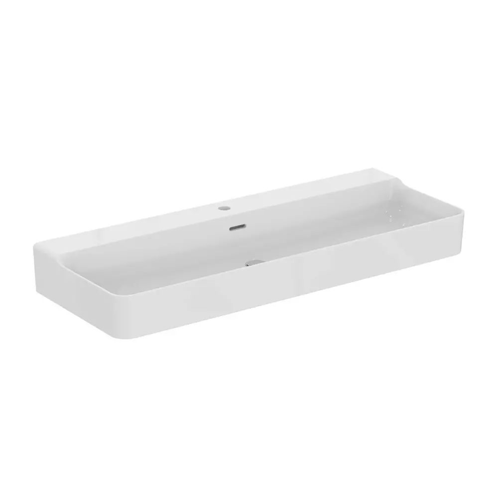 Lavoar suspendat Ideal Standard Atelier Conca 120 cm alb lucios cu orificiu baterie si preaplin