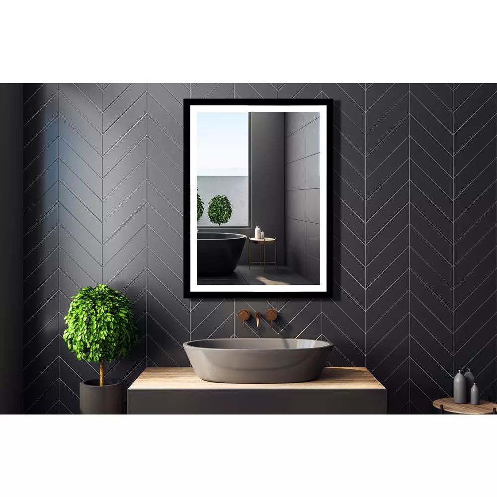 Oglinda reversibila cu iluminare Led Venti Luxled negru 60 cm x 80 cm