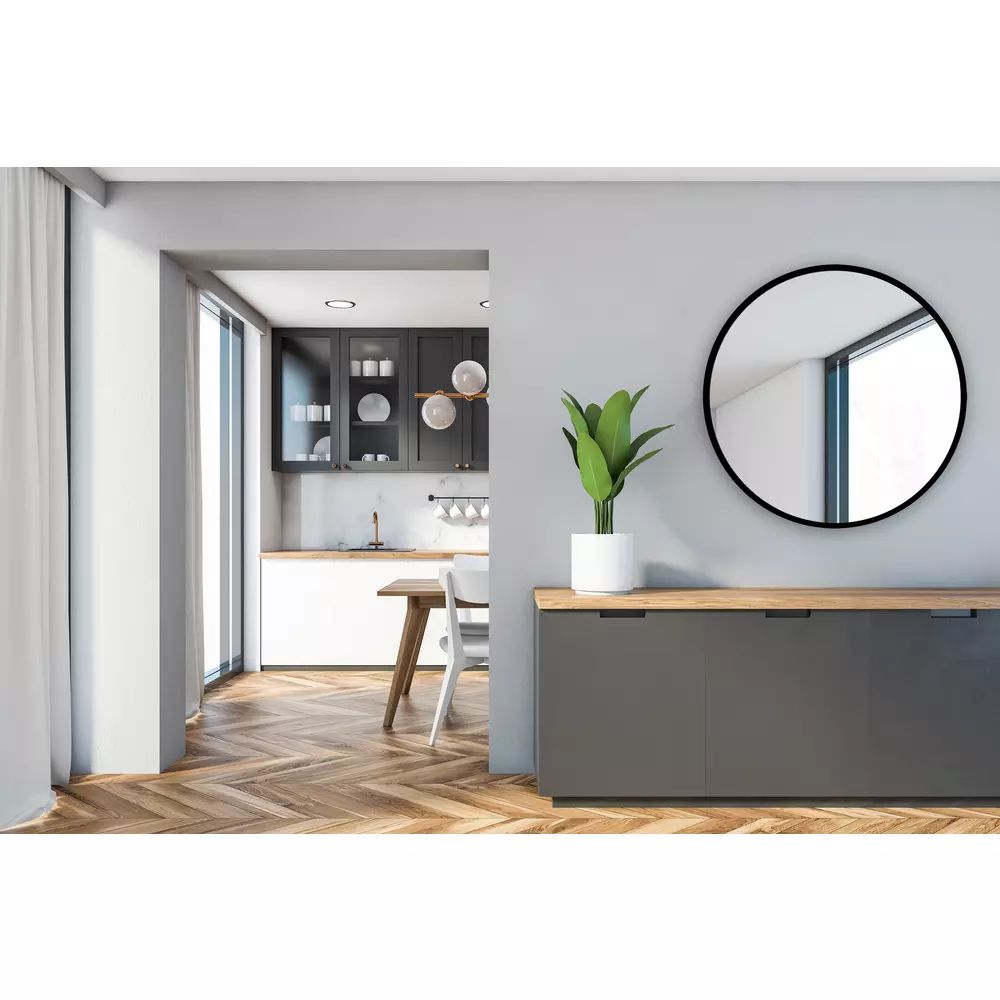 Oglinda de baie Venti Rund 70 cm negru