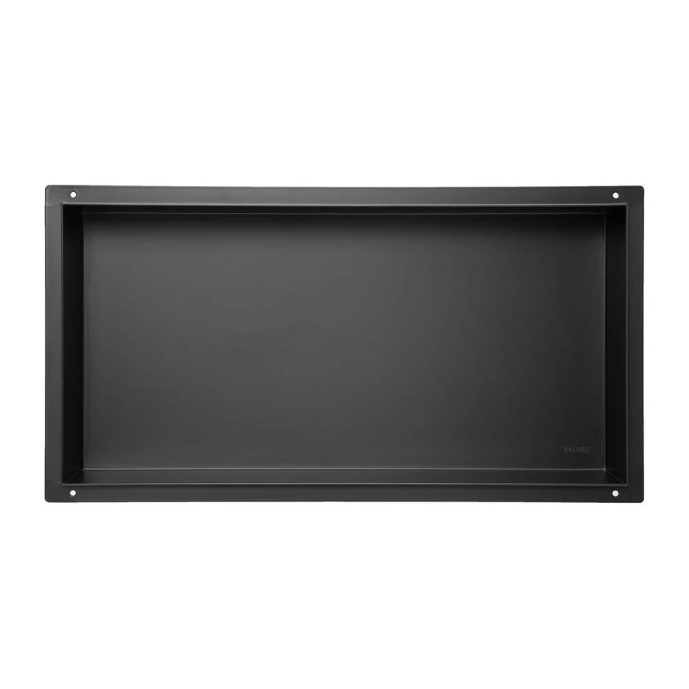 Raft incastrat dreptunghiular Balneo Wall-Box 60x30x10 cm fara rama negru periat
