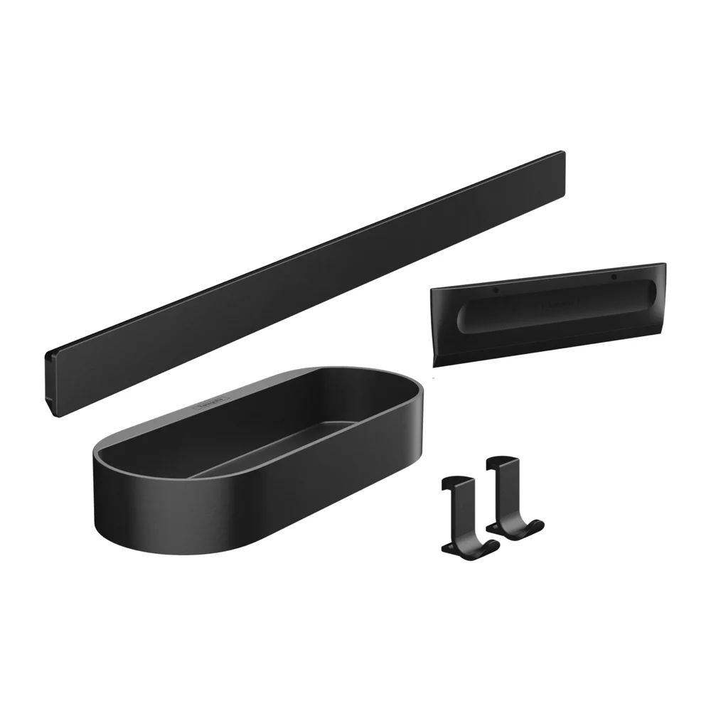 Set accesorii Hansgrohe AddStoris negru mat cu doua cuiere