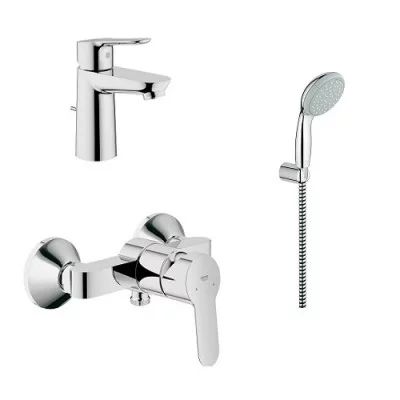 Set baterii dus lavoar si set dus cu porter Grohe BauEdge crom lucios