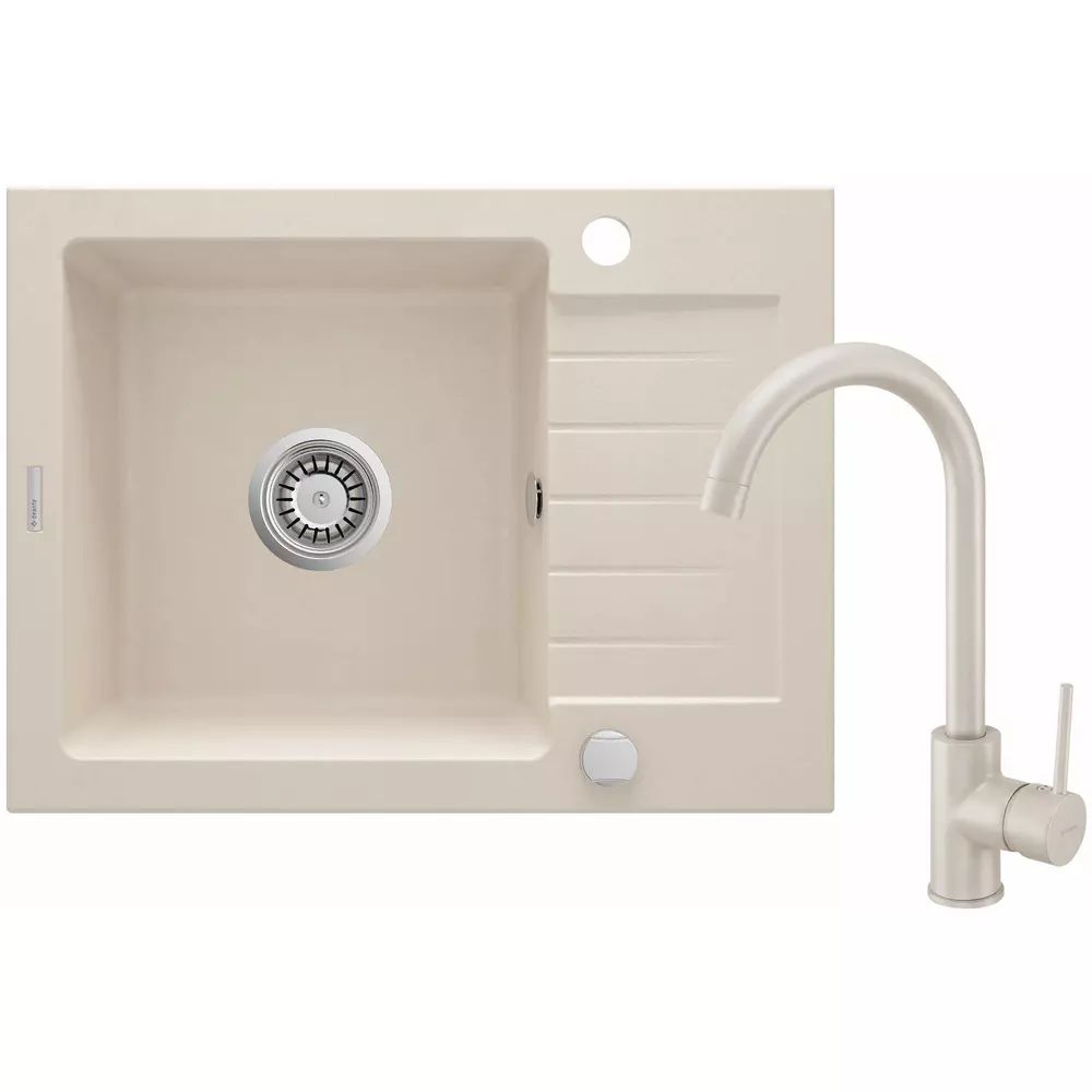 Set chiuveta bucatarie si baterie Deante Zorba finisaj bej 58x44cm