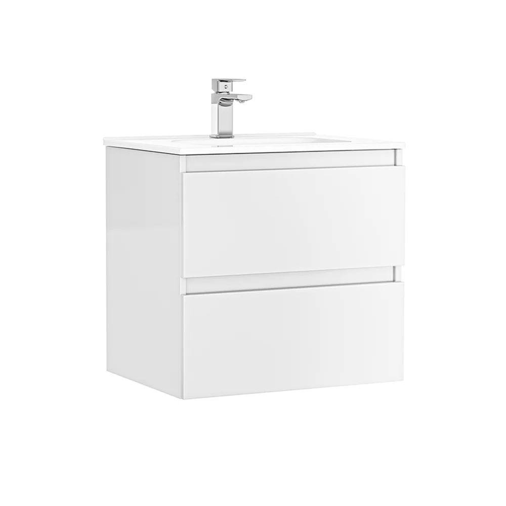 Set dulap baza suspendat Gala Daily alb 2 sertare cu lavoar 60 cm