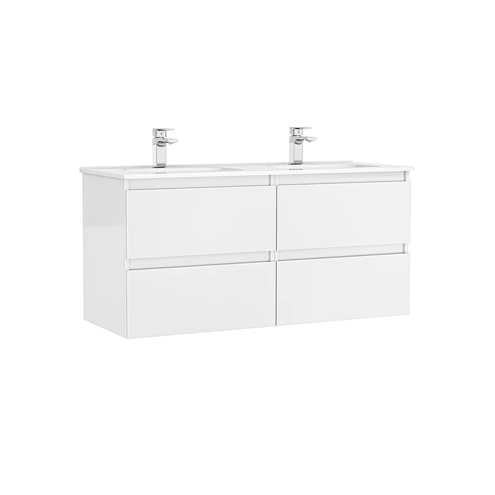 Set dulap baza suspendat Gala Daily alb 4 sertare cu lavoar 120 cm