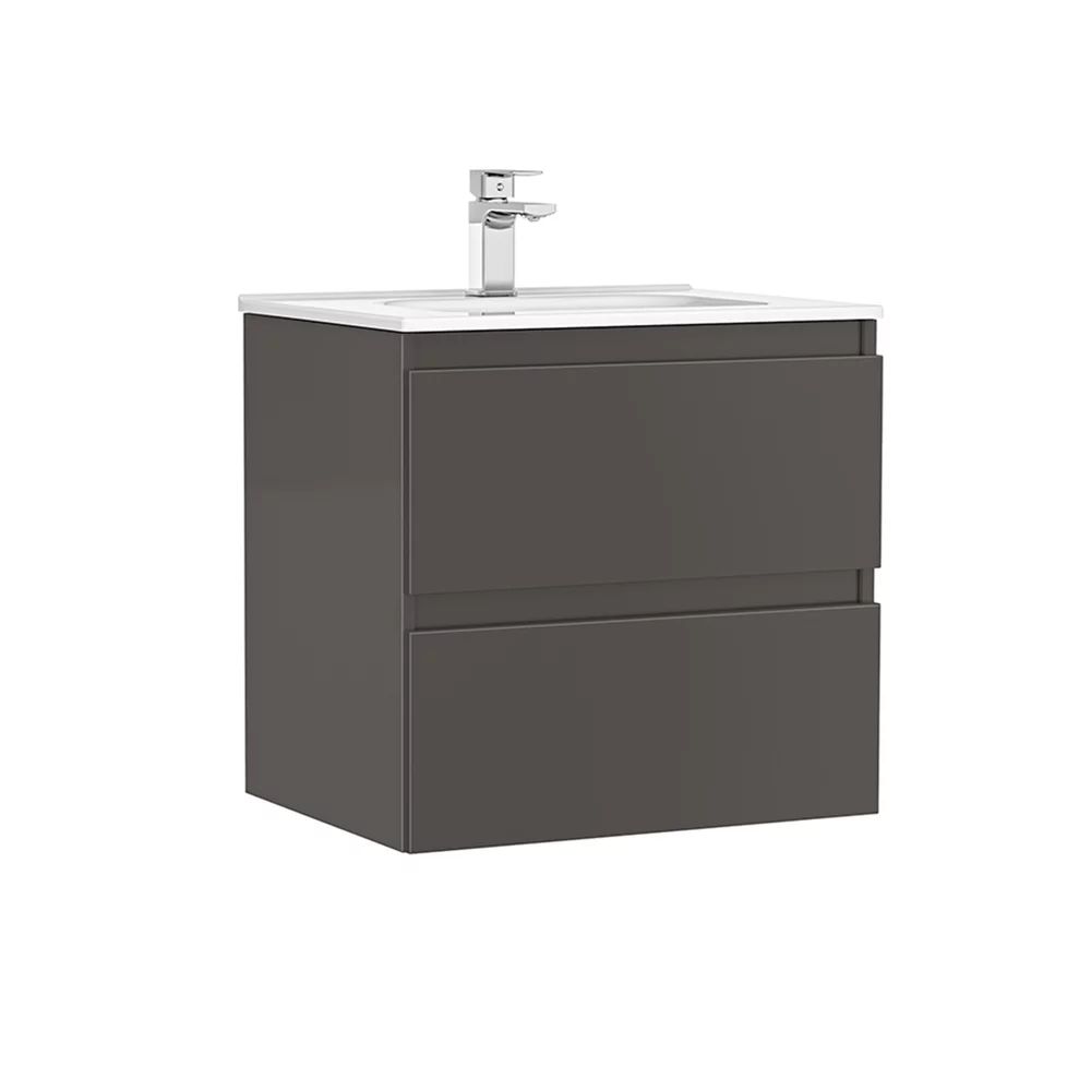 Set dulap baza suspendat Gala Daily antracit 2 sertare cu lavoar 60 cm