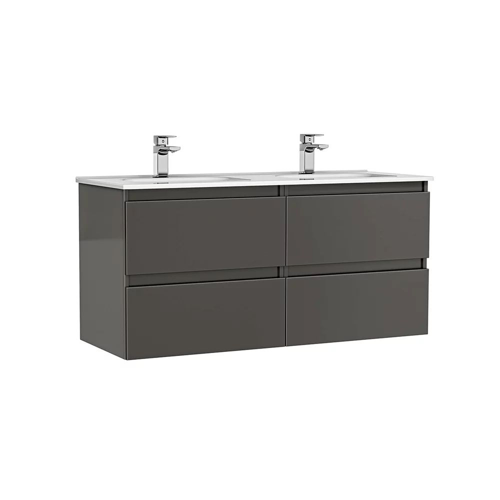 Set dulap baza suspendat Gala Daily antracit 4 sertare cu lavoar 120 cm