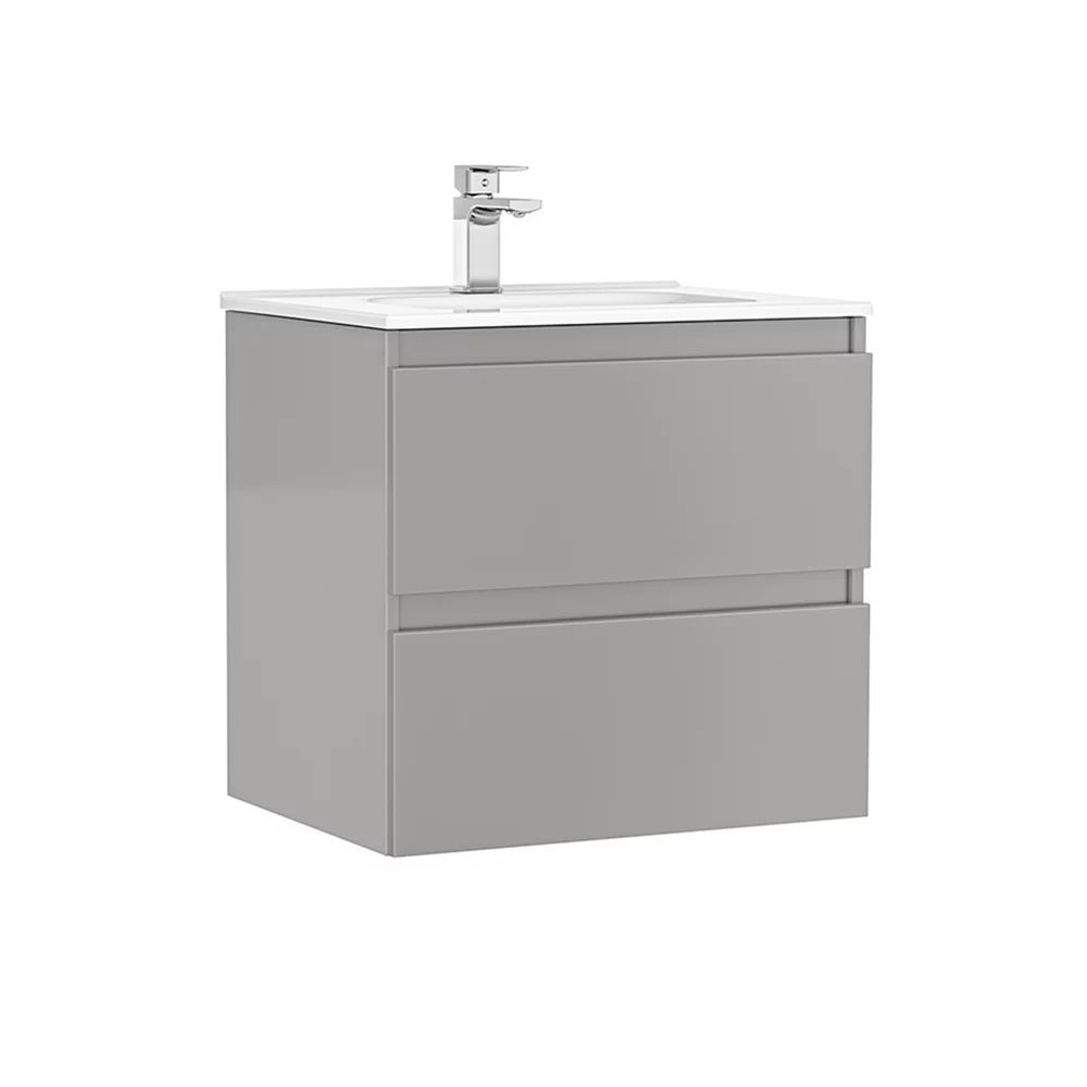 Set dulap baza suspendat Gala Daily gri 2 sertare cu lavoar 60 cm