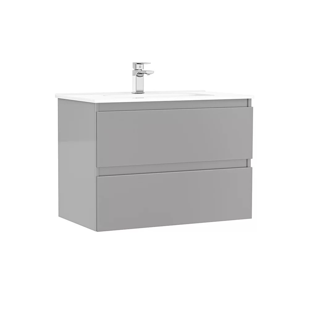 Set dulap baza suspendat Gala Daily gri 2 sertare cu lavoar 80 cm