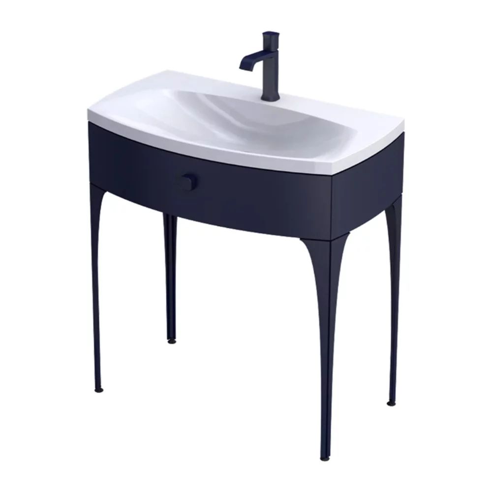 Set dulap baza suspendat Oristo Louis bleumarin 1 sertar cu lavoar alb mat 82 cm